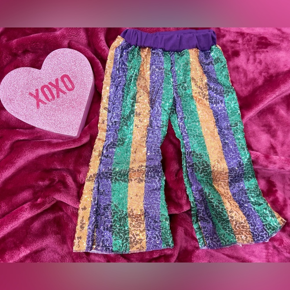 Girls Mardi Gras Sequin Pants 6M-9T